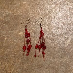 Red Beaded Earrings